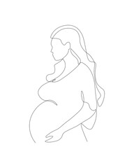 Pregnant woman one line art. Line drawing woman. Single line pregnant woman. Gender reveal party