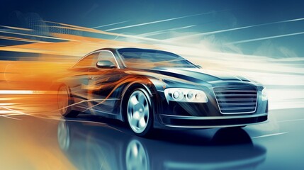 Fototapeta na wymiar Abstract Concept Car - 3D Rendering with a Futuristic Touc