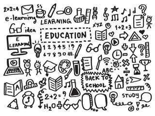 Education School Doodle , Cute Icon Hand drawn Cartoon