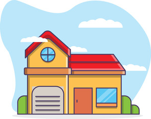 Home Building Cartoon Illustration