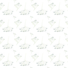 watercolor pattern with minimalistic twigs, leaves pattern, grass print, hand-drawn watercolor nature motifs