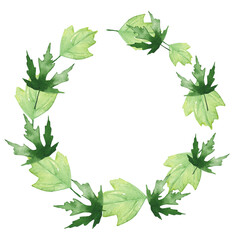 Watercolor frame - illustration with  leaves elements, for wedding stationery, congratulations, wallpapers and more on white background.