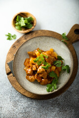 Homemade turkey ragout with pineapple