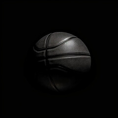 Black and white photorealistic basketball on black background. Generative AI illustration