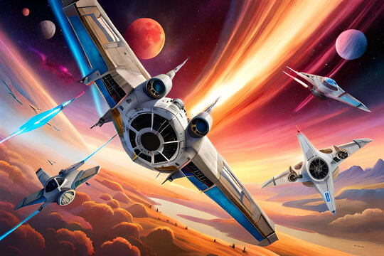 Star Wars Space Battle in Nebula