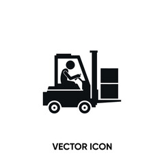 Forklift vector icon. Modern, simple flat vector illustration for website or mobile app. Forklift delivery symbol, logo illustration. Pixel perfect vector graphics