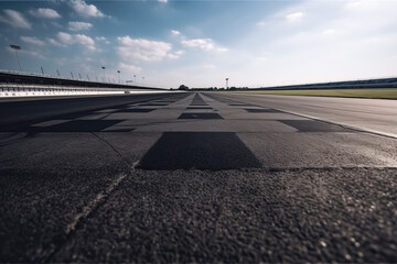 Fototapeta premium Speeding into the Sunset: The Perfect Setting for a Thrilling Race created with Generative AI technology