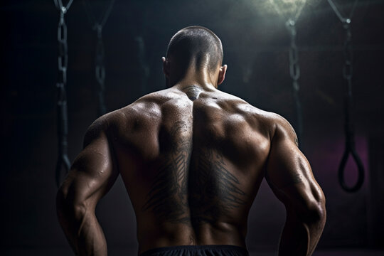 Full Body Workout - Back View of Athletic Man - Generative AI