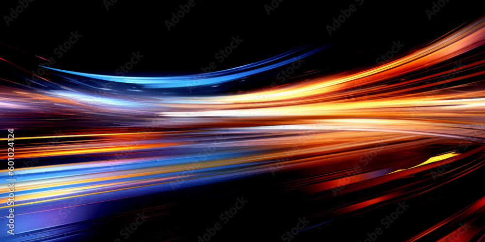 Wall mural abstract long exposure dynamic speed light trails background. generative ai