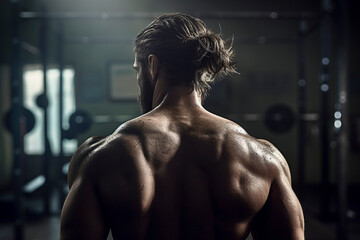 Sculpted Physique - Back View of Fitness Enthusiast - Generative AI