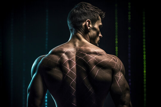 Fitness Dedication - Beautiful Athletic Man in Gym - Generative AI