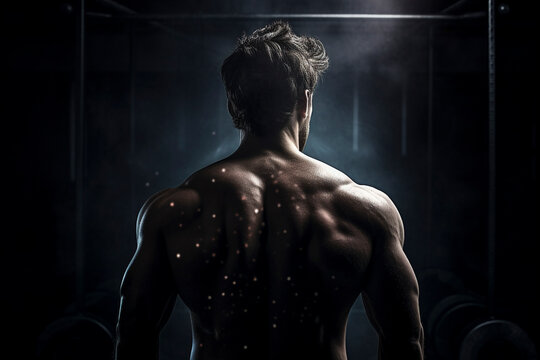 Fitness Dedication - Beautiful Athletic Man in Gym - Generative AI