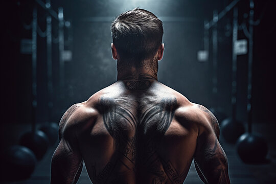 Sculpted Physique - Back View of Fitness Enthusiast - Generative AI