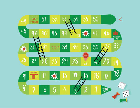 Ladder snakes game,Funny frame for children,Vector illustrations.