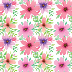 Floral shape watercolor seamless pattern.