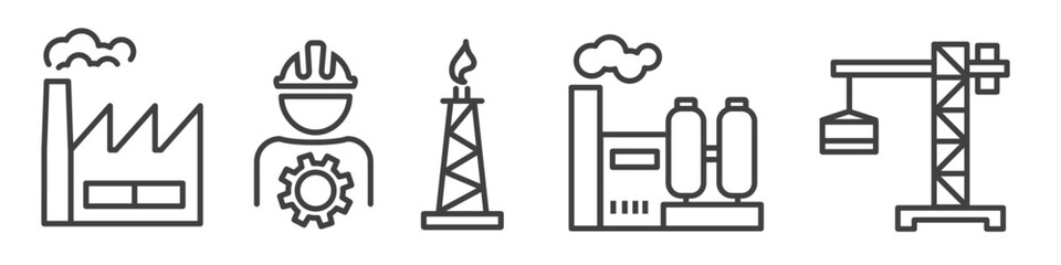Industry thin line icons set vector illustration