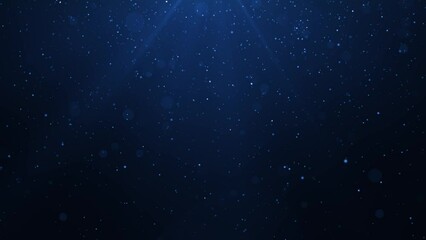abstract blue glitter particles falling slowly animation background, snow falling or underwater concept