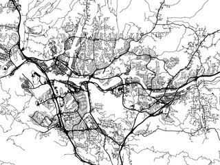 Vector road map of the city of  Santa Clarita California in the United States of America on a white background.