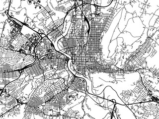 Vector road map of the city of  Reading Pennsylvania in the United States of America on a white background.
