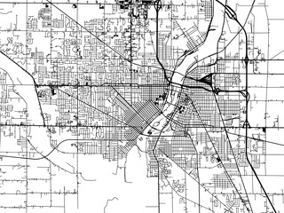 Vector road map of the city of  Saginaw Michigan in the United States of America on a white background.