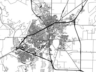 Vector road map of the city of  San Angelo Texas in the United States of America on a white background.