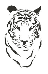 tiger safari animal jungle park tropic Africa savanna graphic art line print clipart scrapbooking sketch wild nature  