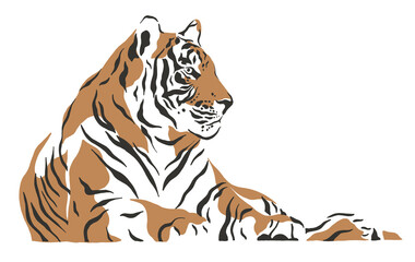 tiger safari animal jungle park tropic Africa savanna graphic art line print clipart scrapbooking sketch wild nature  