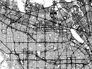 Vector road map of the city of  Santa Clara - Sunnyvale California in the United States of America on a white background.