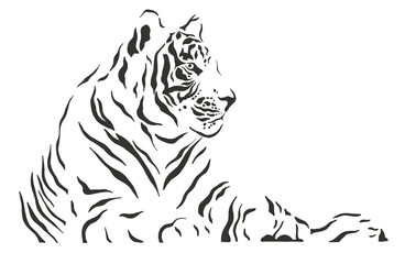 Obraz premium tiger safari animal jungle park tropic Africa savanna graphic art line print clipart scrapbooking sketch wild nature 