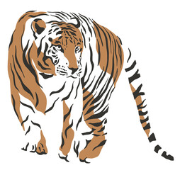 tiger safari animal jungle park tropic Africa savanna graphic art line print clipart scrapbooking sketch wild nature  