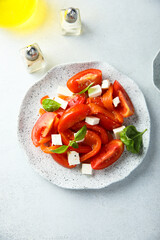 Red pepper salad with tomatoes and feta cheese