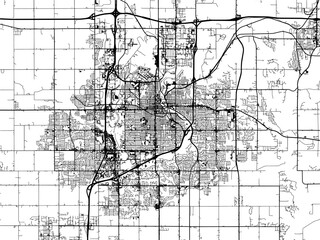 Vector road map of the city of  Sioux Falls South Dakota in the United States of America on a white background.