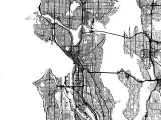 Vector road map of the city of  Seattle Washington in the United States of America on a white background.