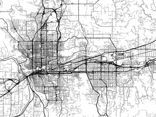 Vector road map of the city of  Spokane Metro Washington in the United States of America on a white background.