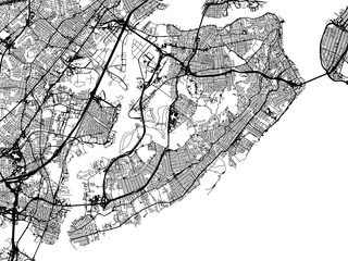 Vector road map of the city of  Staten Island New York in the United States of America on a white background.