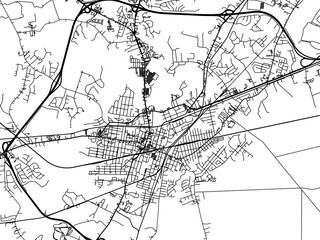 Vector road map of the city of  Suffolk Virginia in the United States of America on a white background.