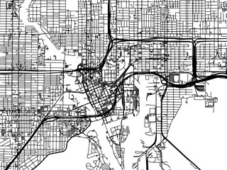 Vector road map of the city of  Tampa Florida in the United States of America on a white background.