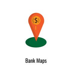 Bank maps line icon. Colorful location vector outline sign.