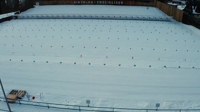 Winter Biathlon Sports Drone Aerial Tilt