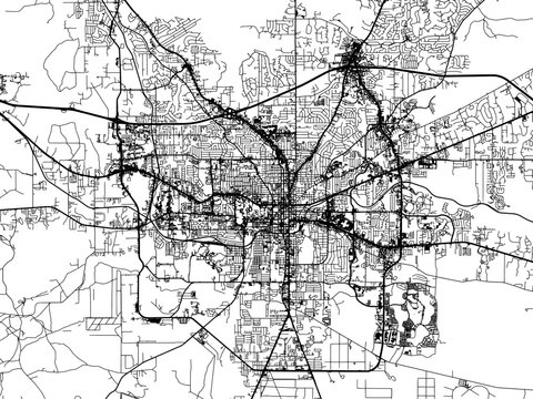 Vector road map of the city of  Tallahassee Florida in the United States of America on a white background.