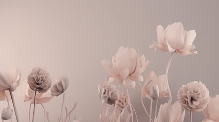 light background with delicate flowers. floral background. Fresh blossom, beautiful pink flowers isolated on pink background. concept of spring flowers. generative ai