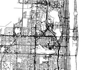 Vector road map of the city of  West Palm Beach Florida in the United States of America on a white background.
