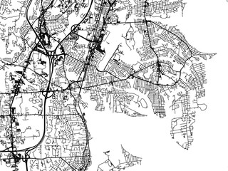 Vector road map of the city of  Warwick Rhode Island in the United States of America on a white background.