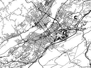 Vector road map of the city of  Wilkes-Barre Pennsylvania in the United States of America on a white background.