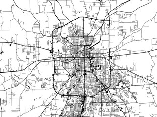 Vector road map of the city of  Tyler Texas in the United States of America on a white background.