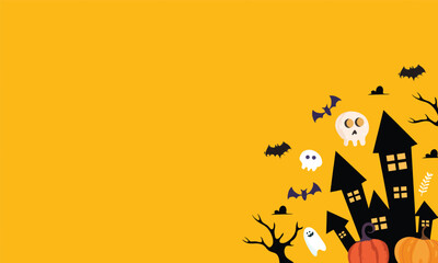 vector halloween background in flat design for happy halloween event trick and treat 