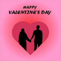 valentines day background with silhouette of couple holding hands