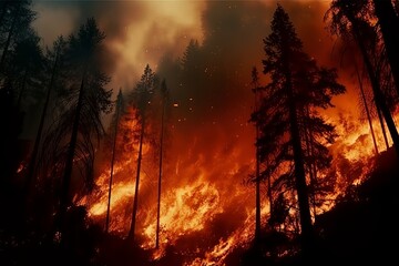 catastrophe natural disaster, forest fire. generative ai, made by ai