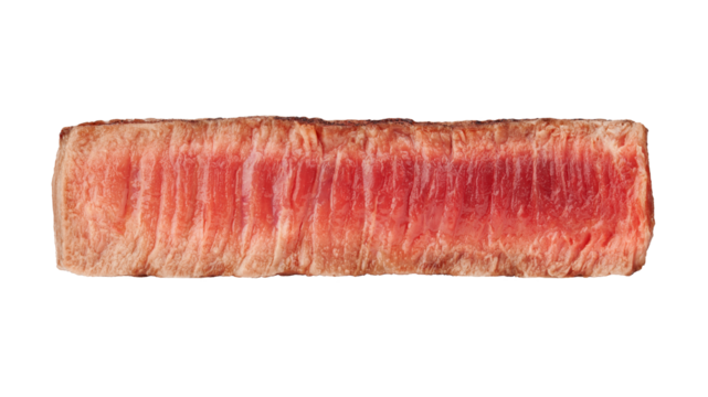 Steak, frying degree: medium rare, isolated on white background, full depth of field