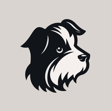 Dog logo design, pet grooming logo concept in linear style, modern vector template icon.